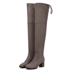 Boutique High Knee Boots Heels Suede BRAND NEW